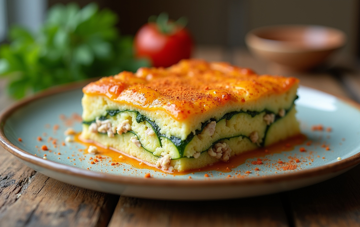 Запеканка-пирог с кабачком и курицей